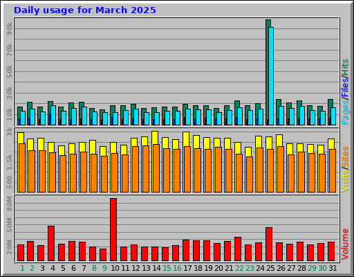 Daily usage for March 2025